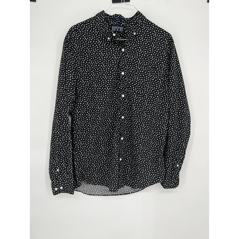 RYE By Hawker Rye Shirt Mens XL Black Butterfly‎ Button Up Slim Casual
